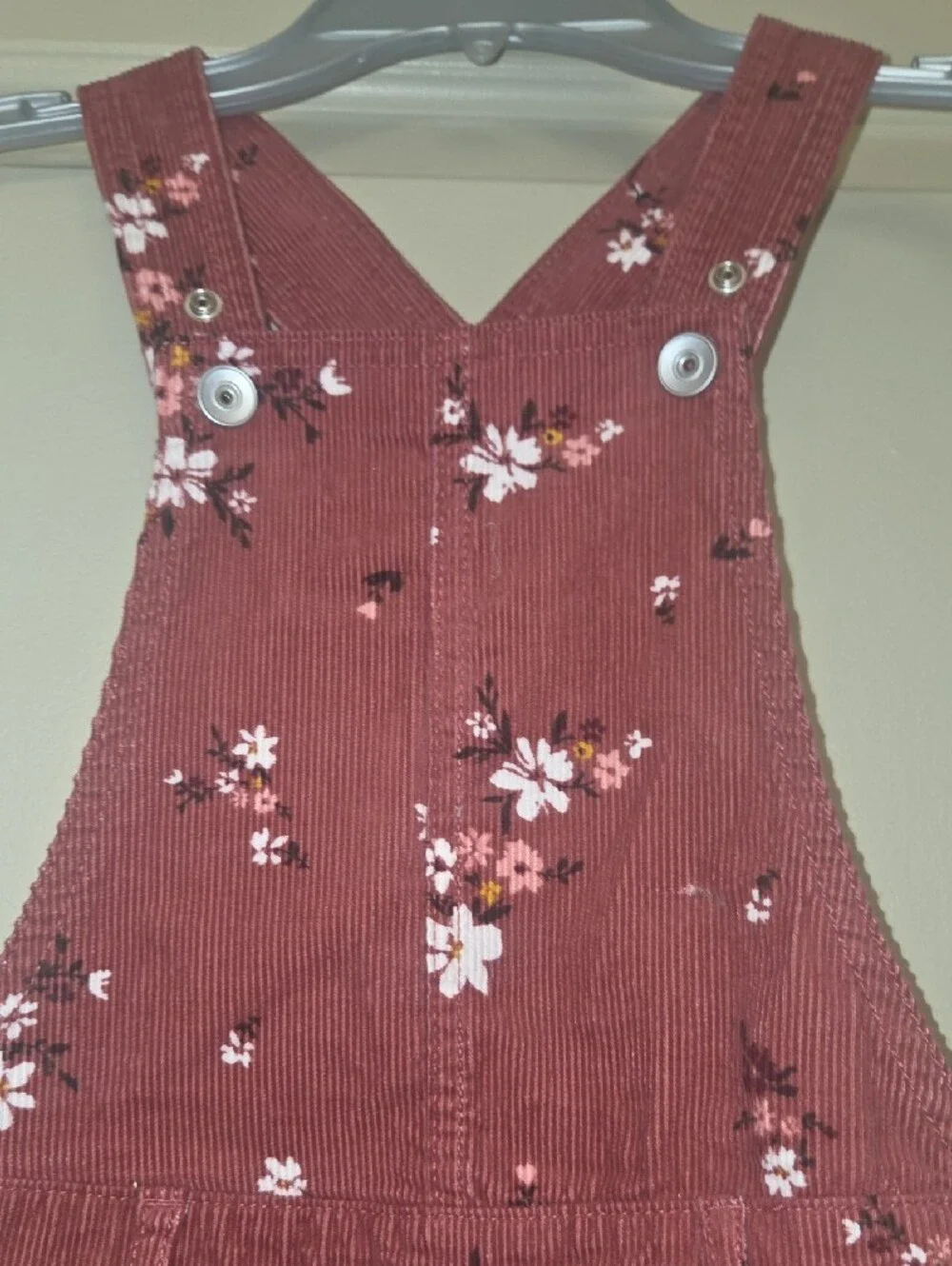The Children's Place Rust Floral Corduroy Pinafore Overall Dress